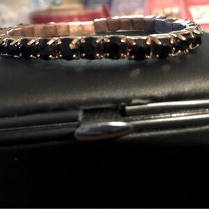 Black Rhinestone and Gold Tone Bracelet